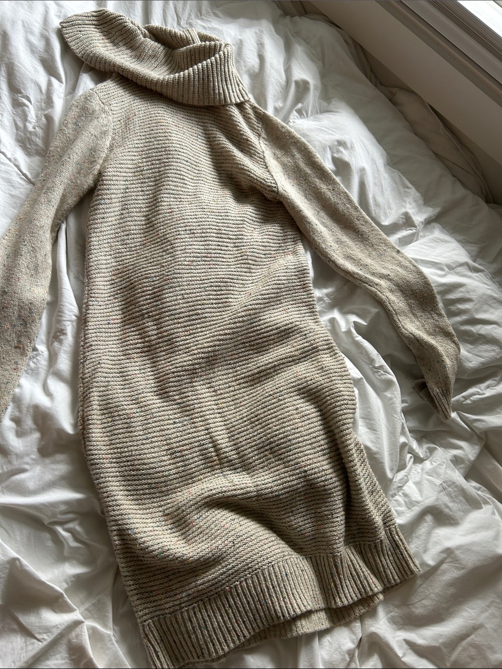 LOFT Oatmeal Cowl-Neck Sweater Dress